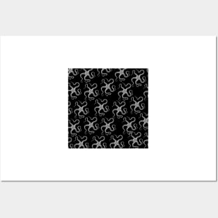 spiny brittle starfish aloha print hawaii pattern black and white Posters and Art